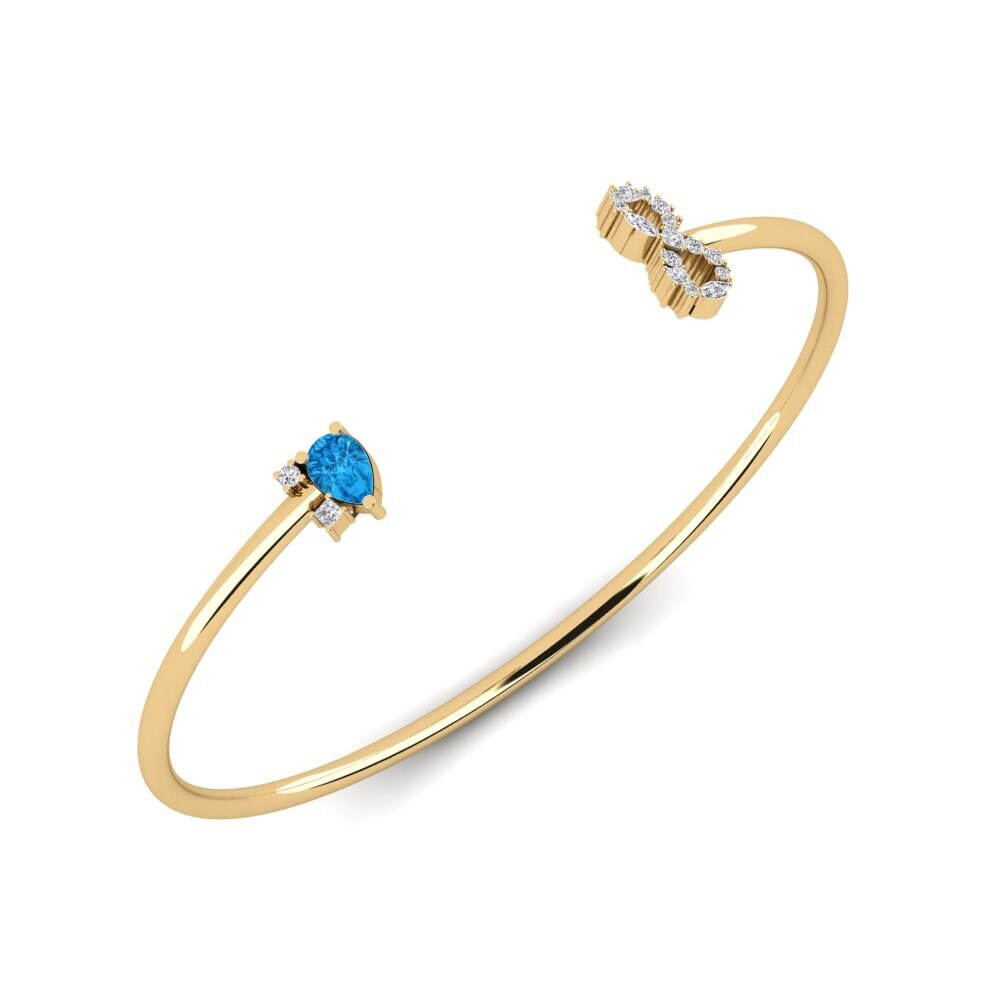 9ct Yellow Gold Blue Topaz Women's Bracelet Zarici