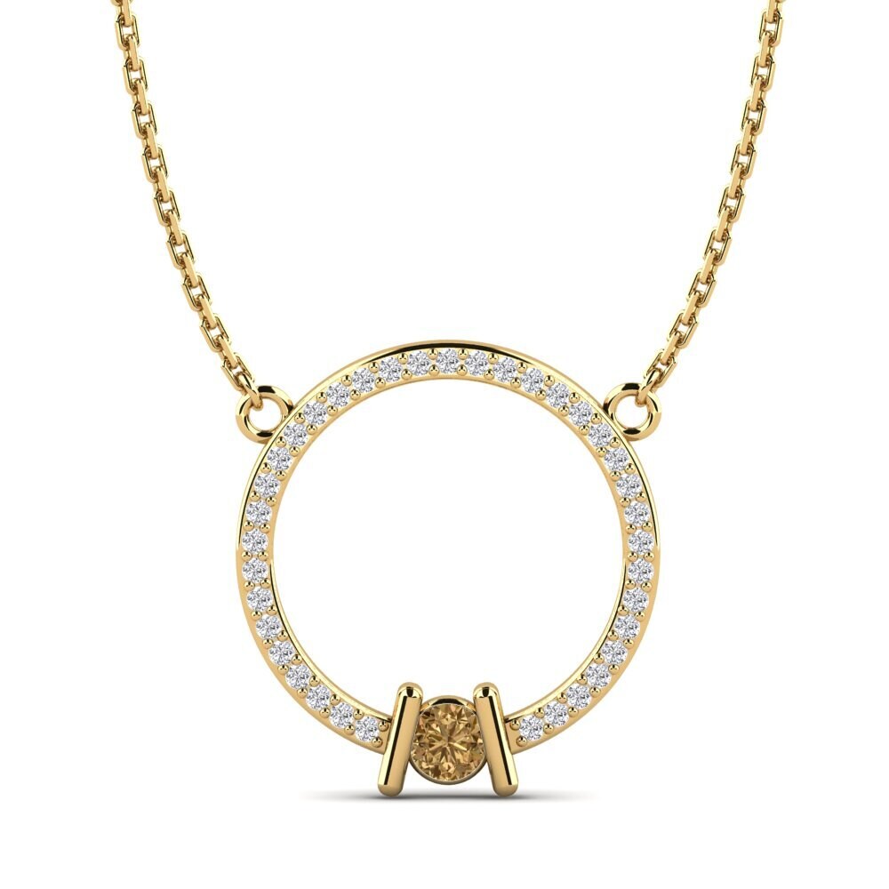 14k Yellow Gold Brown Diamond Women's Necklace Zarita