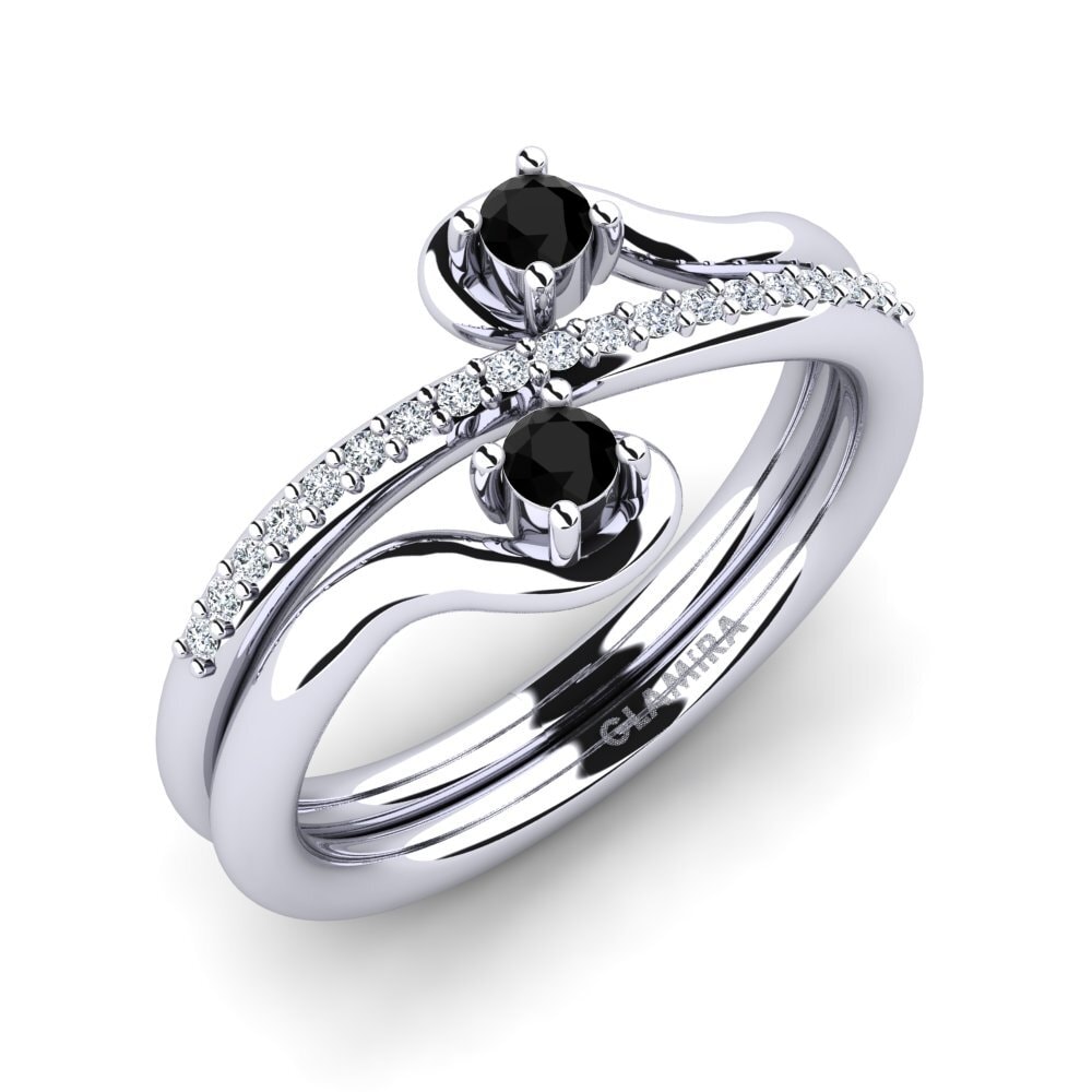 White Silver Black Diamond Ring Zarlish