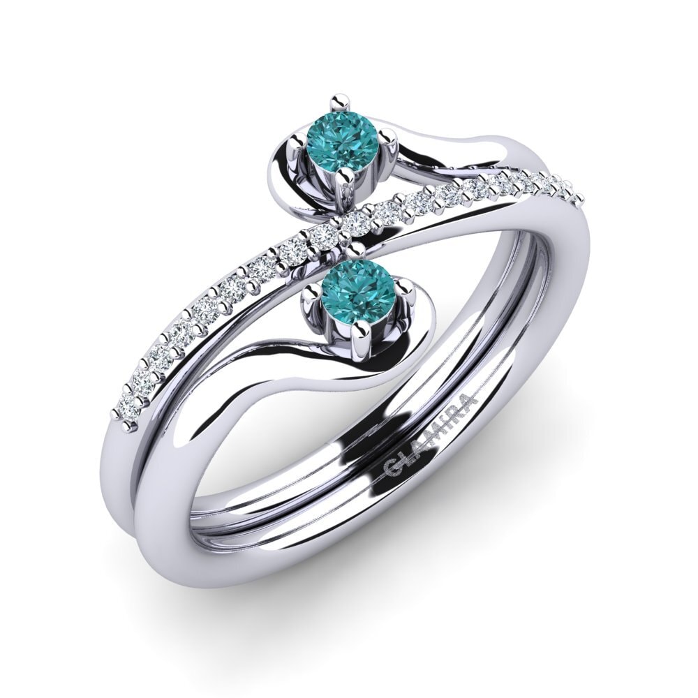 Plata 925 Diamante Azul Anillo Zarlish