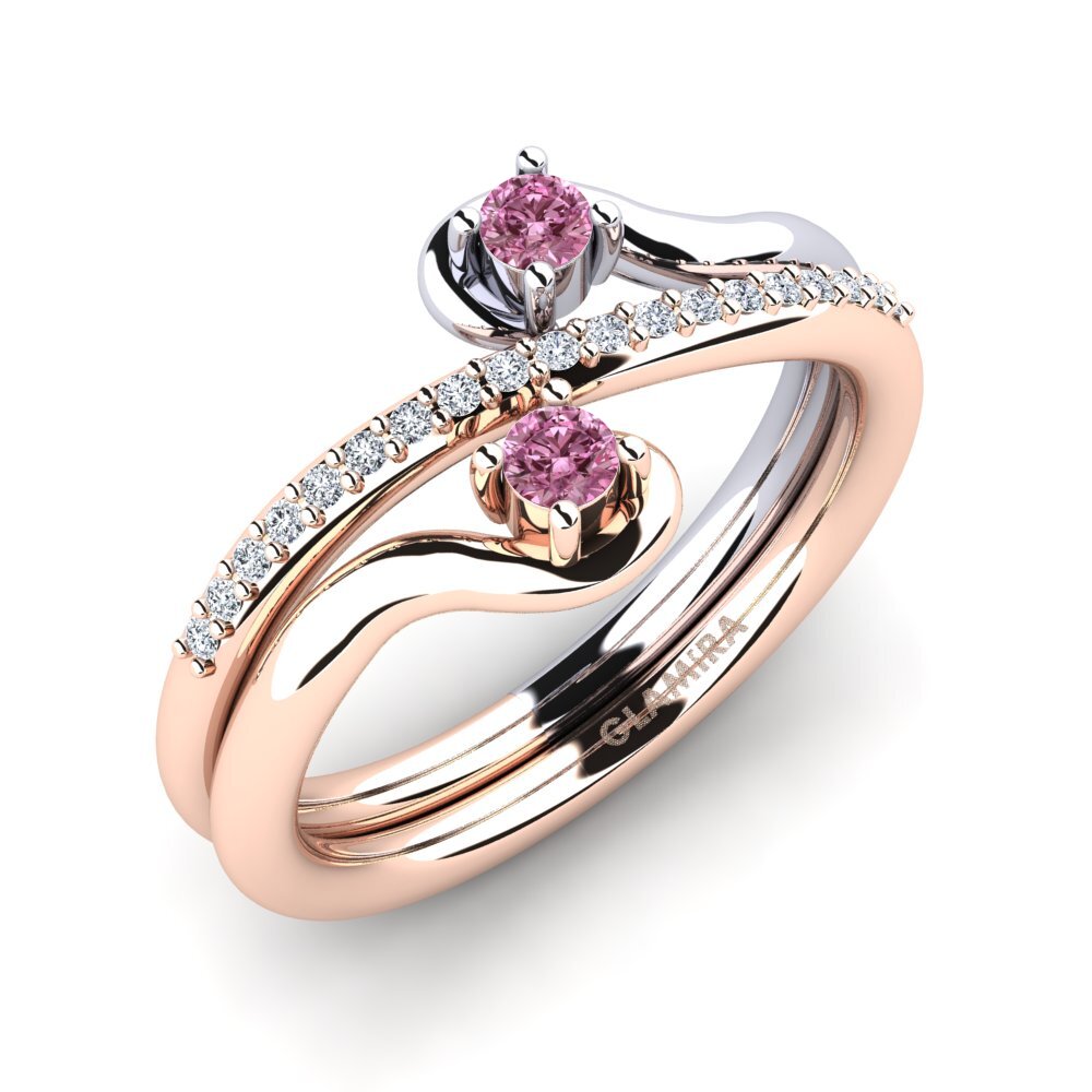 9ct Rose & White Gold Rhodolite Garnet Ring Zarlish