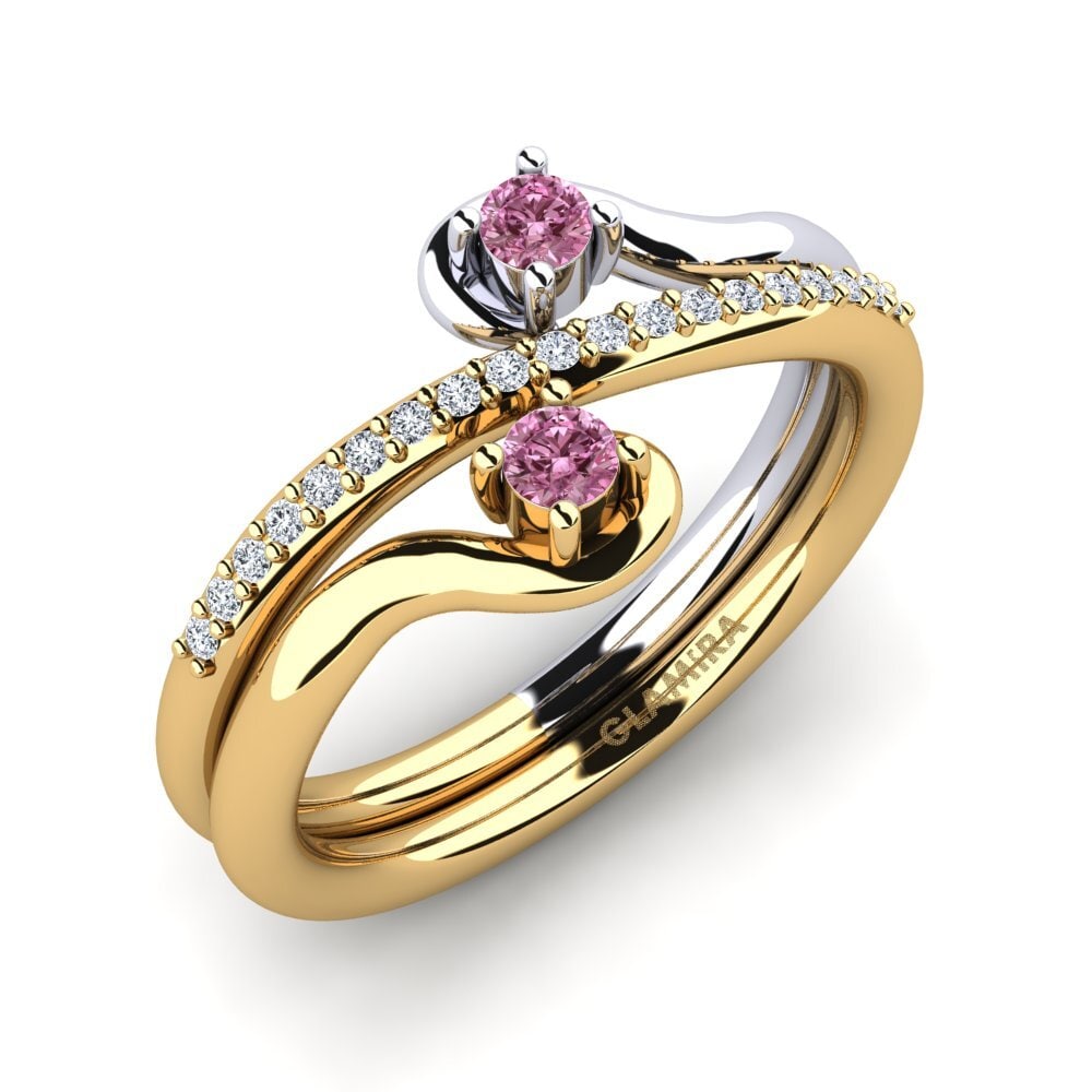 9ct Yellow & White Gold Rhodolite Garnet Ring Zarlish