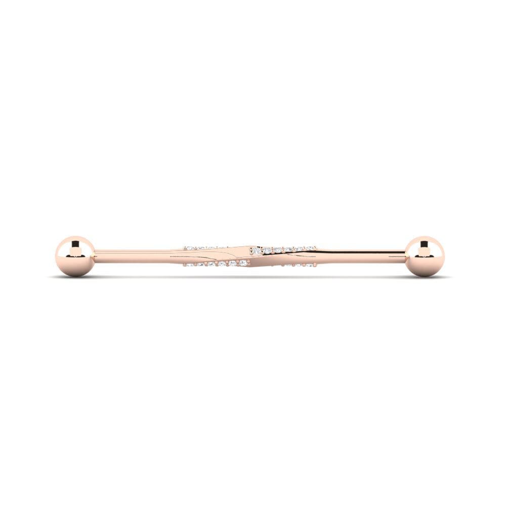 Piercing de oreja Zelena 14k Oro Rosa Zafiro blanco 0.192 Quilates Redondo