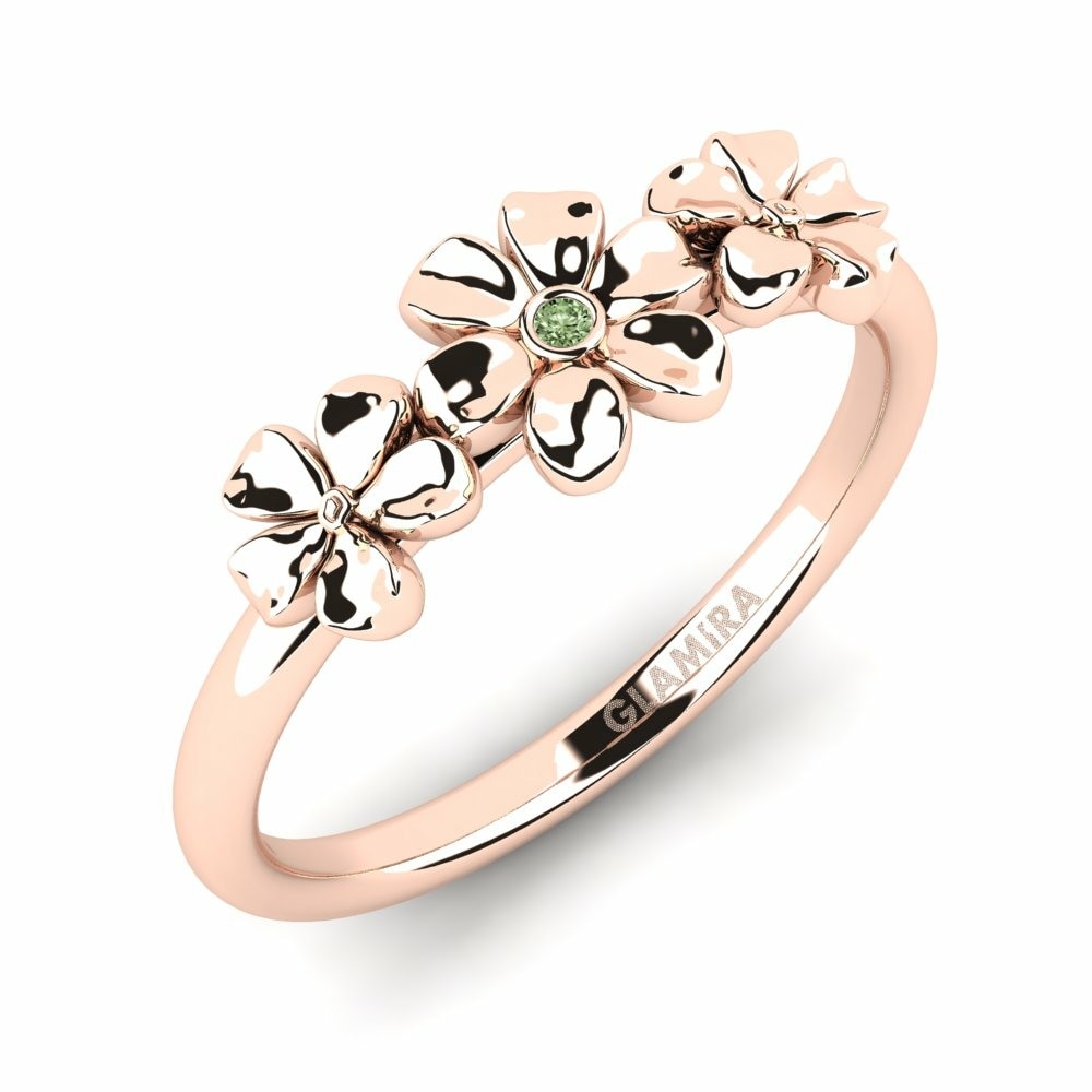 Flowers Rings Zeno 585 Rose Gold Green Diamond