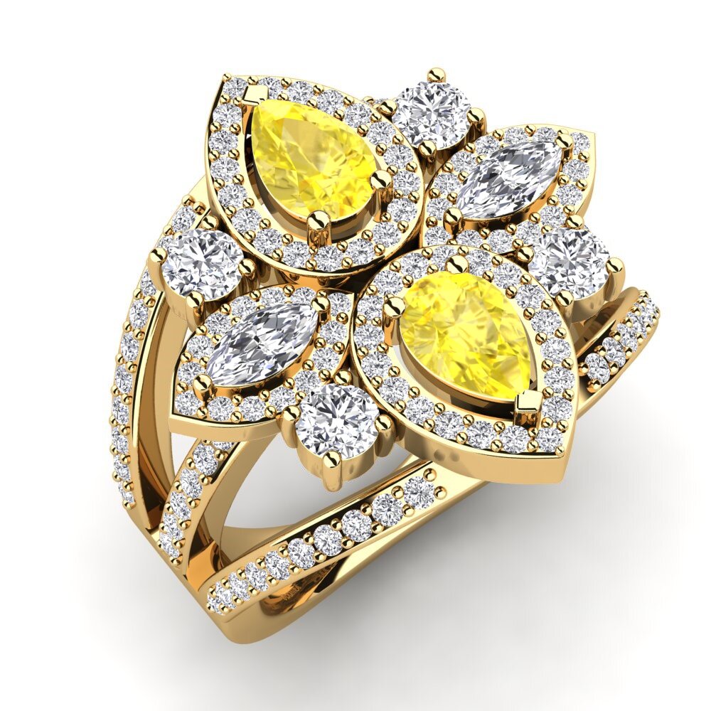 Or Jaune 9k Saphir Jaune Bague Zenobia