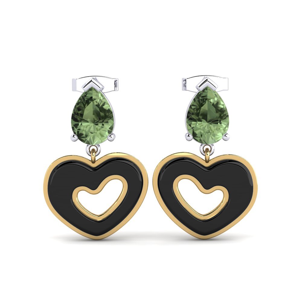 14ct Yellow & White Gold Green Sapphire Women's Earring Zerby