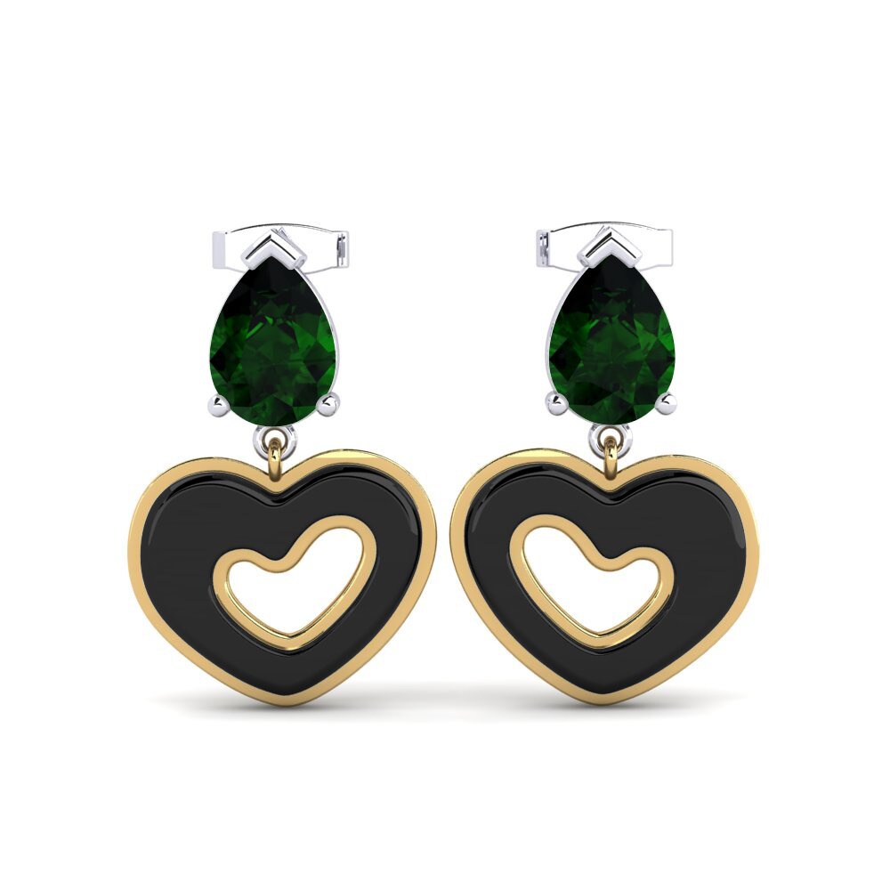14ct Yellow & White Gold Green Tourmaline Women's Earring Zerby