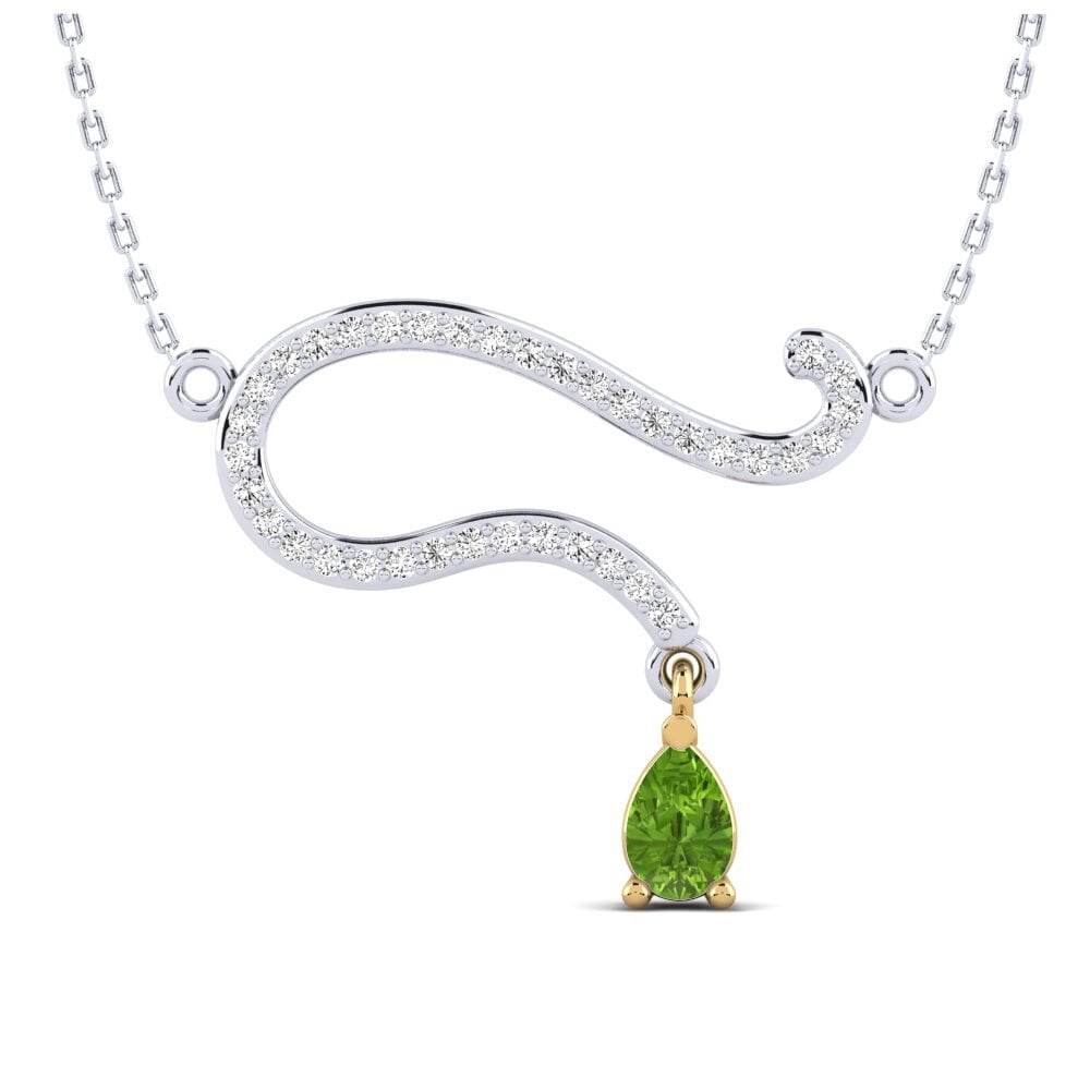 18k Oro Blanco & Amarillo Peridoto Collar de Mujer Zerelda