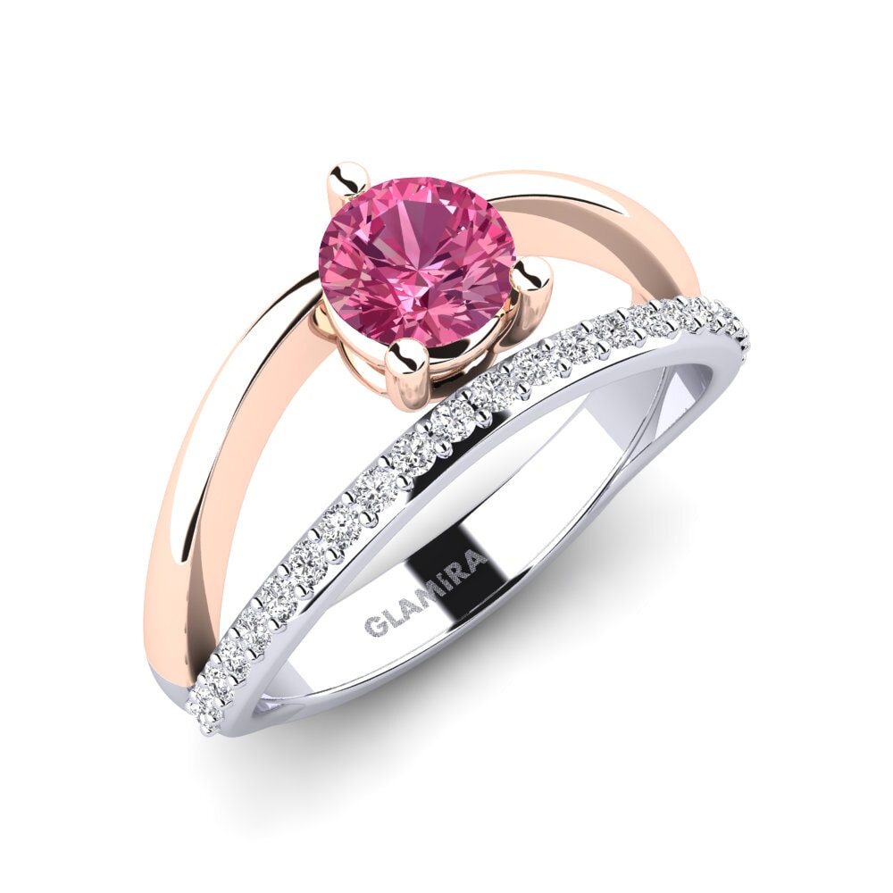 14ct White & Rose Gold Pink Tourmaline Engagement Ring Zfrez