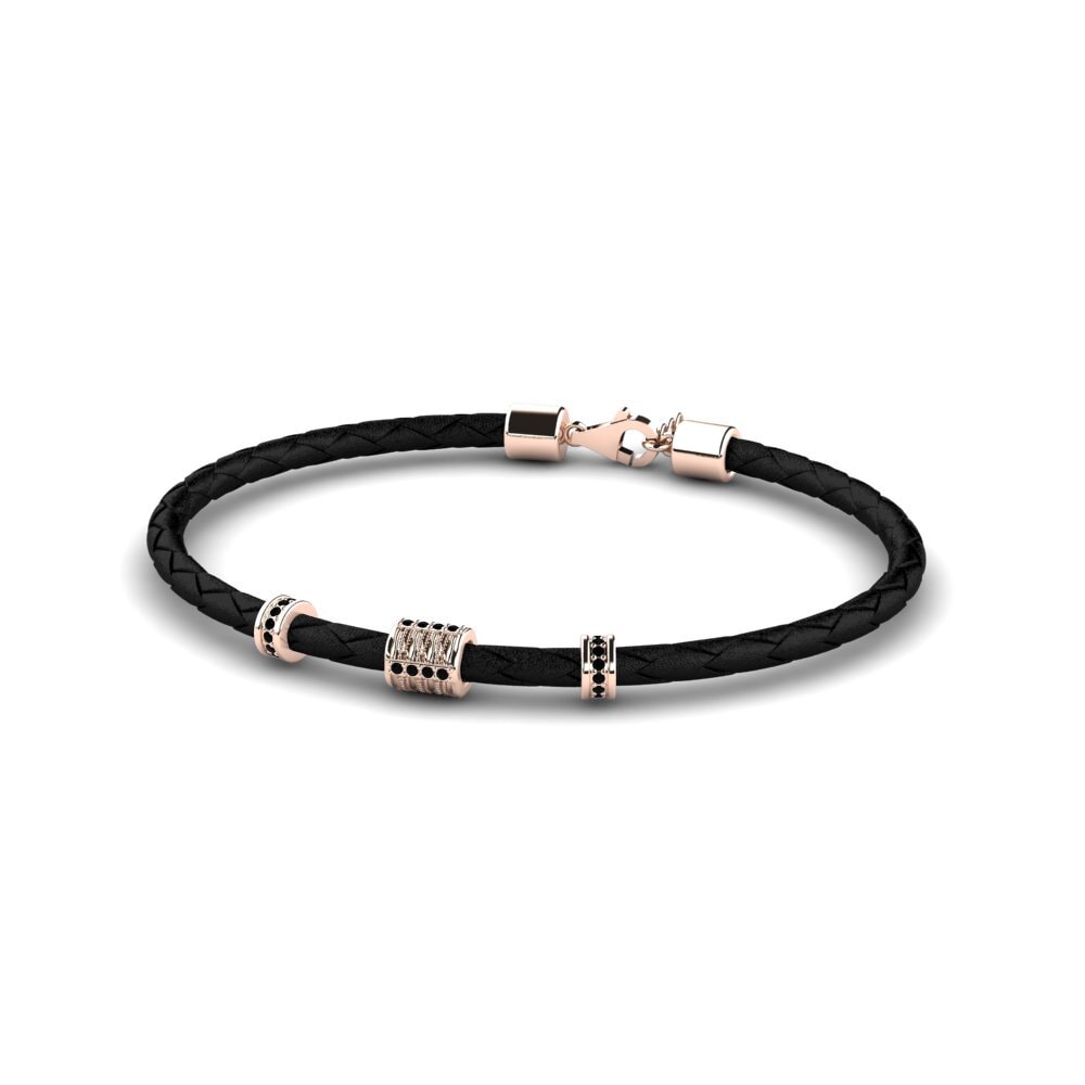 18ct Rose Gold Black Sapphire Men's Bracelet Zia