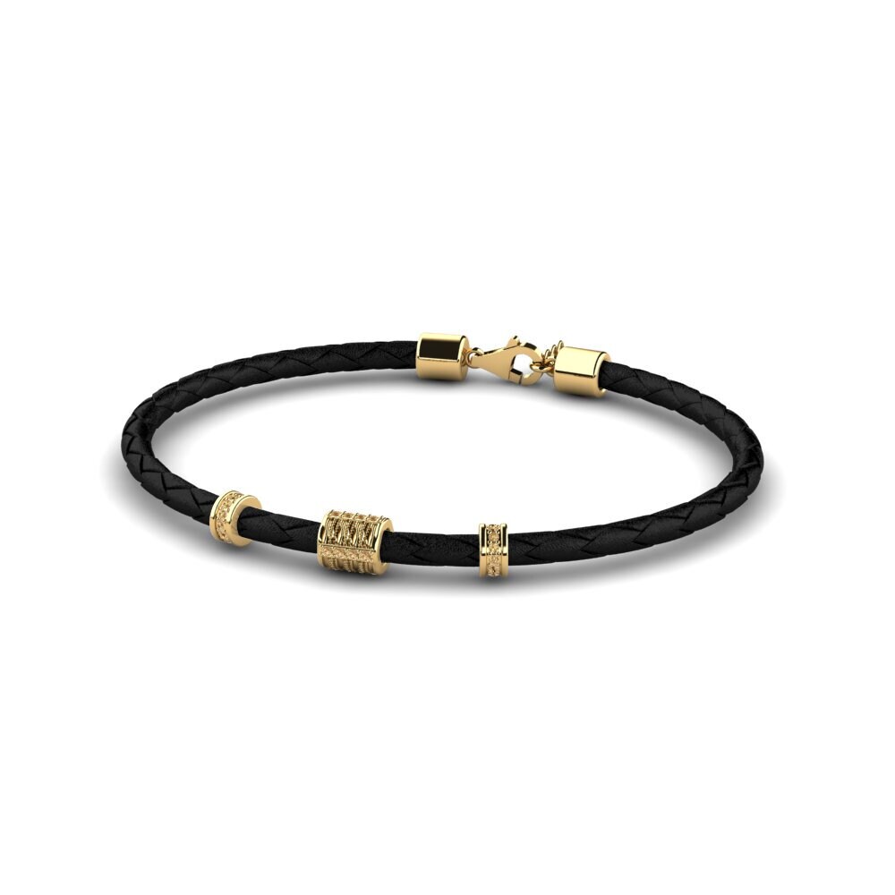 18ct Yellow Gold Brown Diamond Men's Bracelet Zia