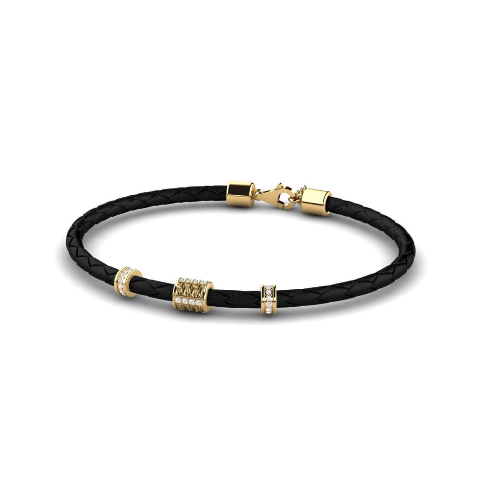 18ct Yellow Gold White sapphire Men's Bracelet Zia