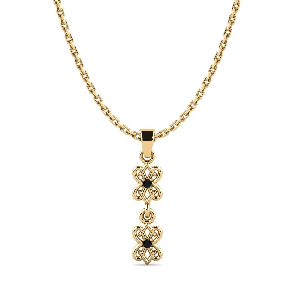 9k Oro Amarillo Zafiro negro Colgante de Mujer Zide