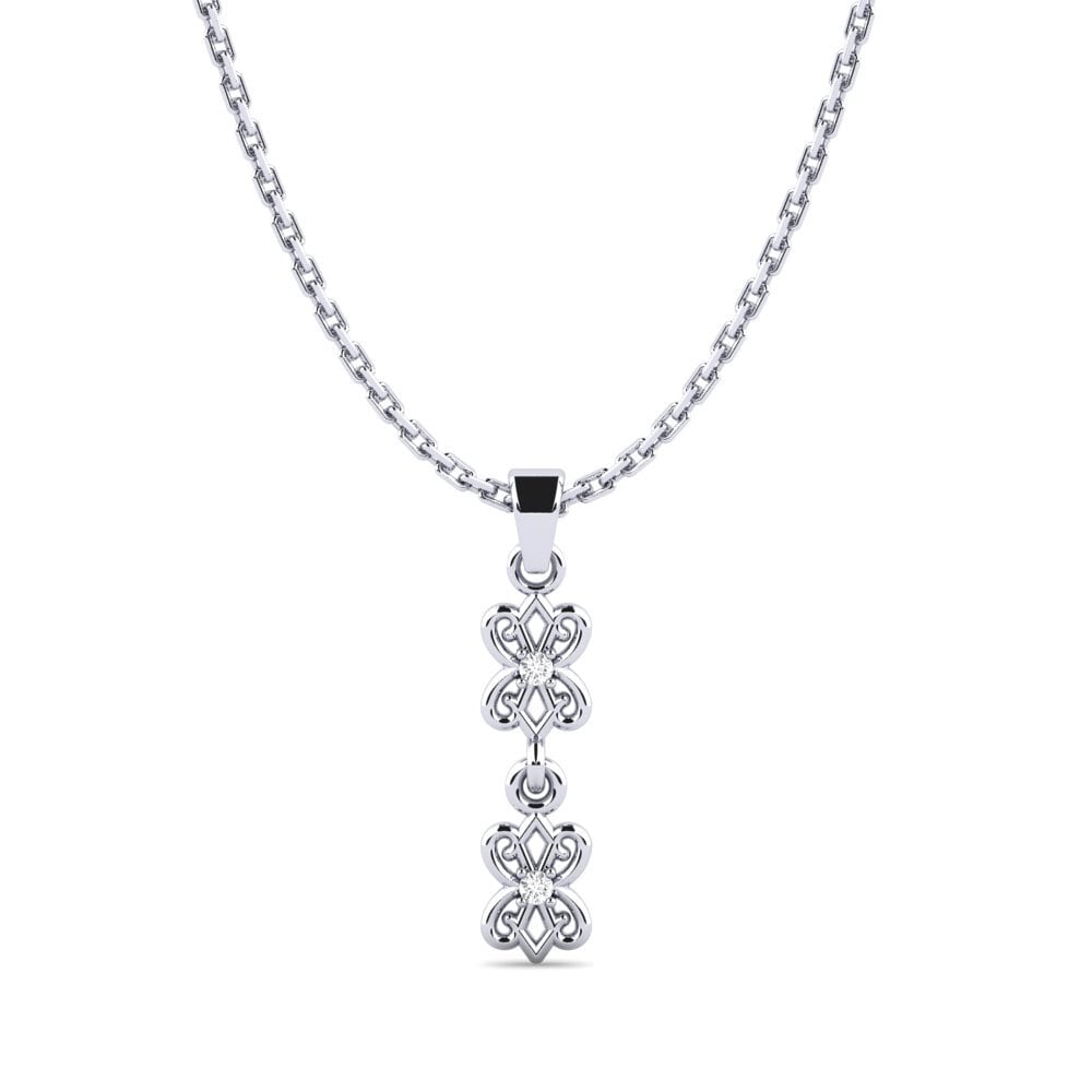 14k Oro Blanco Zafiro blanco Colgante de Mujer Zide