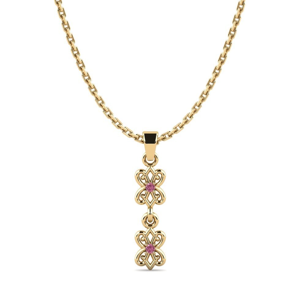 18k Oro Amarillo Granate Rhodolite Colgante de Mujer Zide