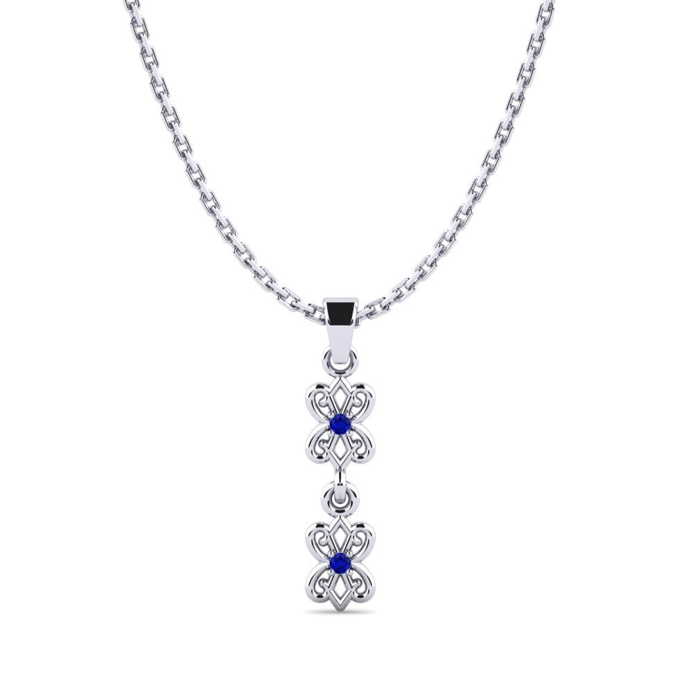 18k Oro Blanco Zafiro Colgante de Mujer Zide