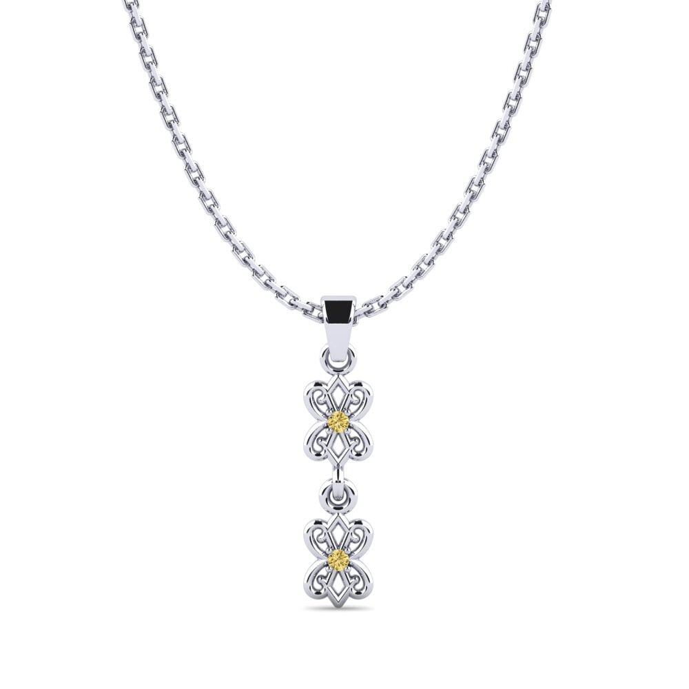 Paladio 950 Diamante Amarillo Colgante de Mujer Zide