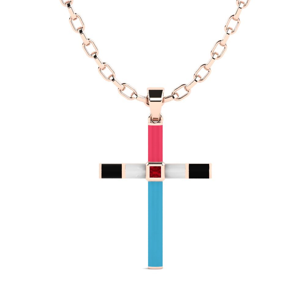 Red Zirconia Men's Pendant Zielony