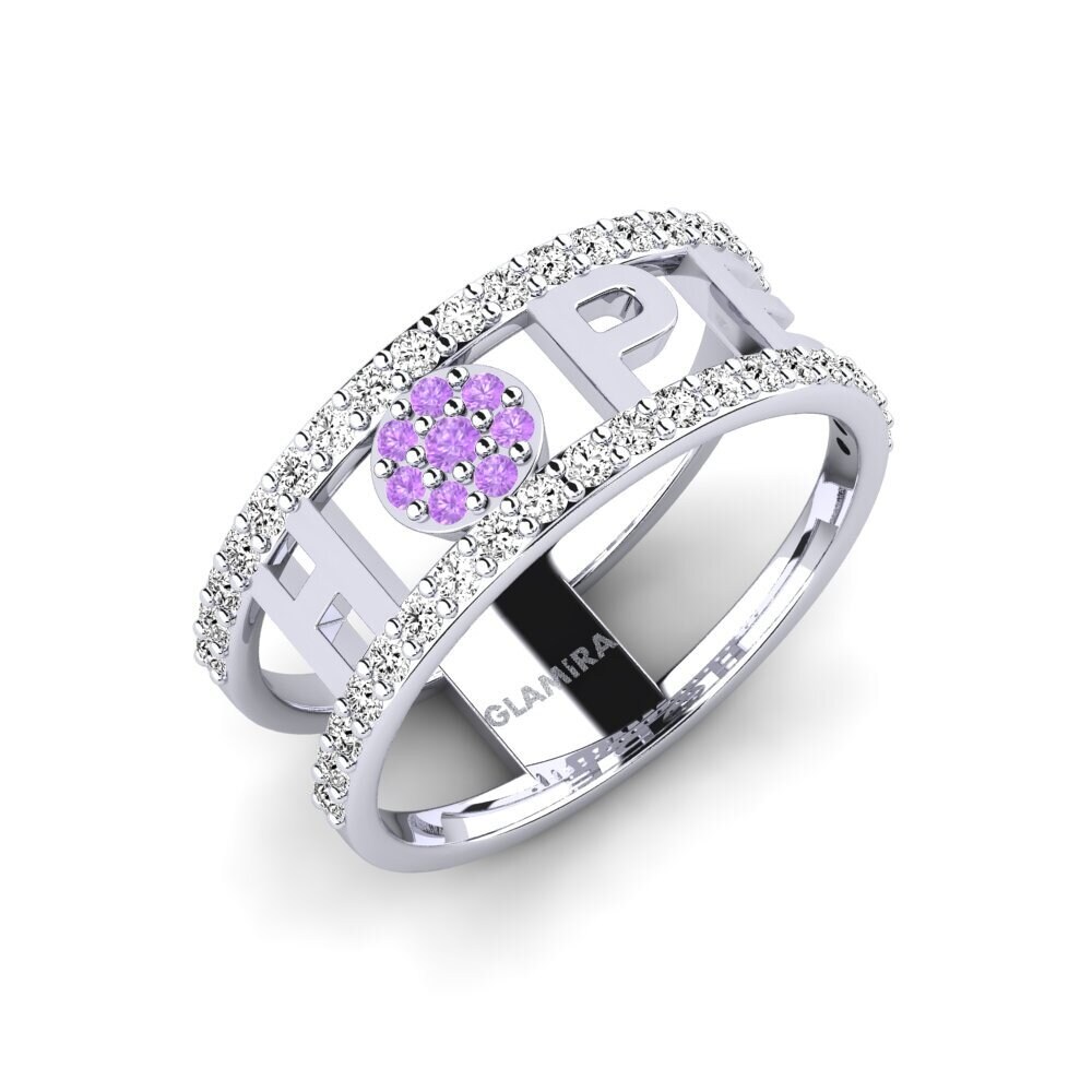 White Silver Amethyst Ring Zigera