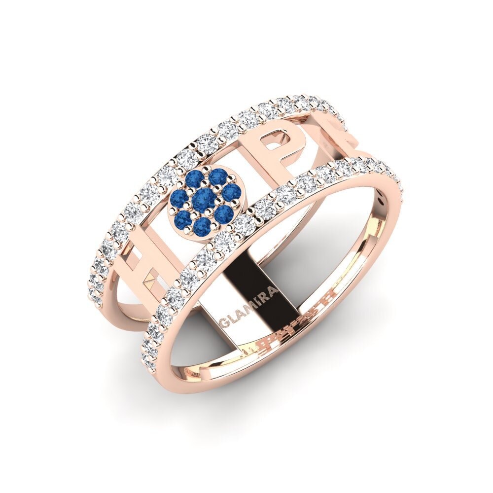 18ct Rose Gold Dark Blue Zirconia Ring Zigera