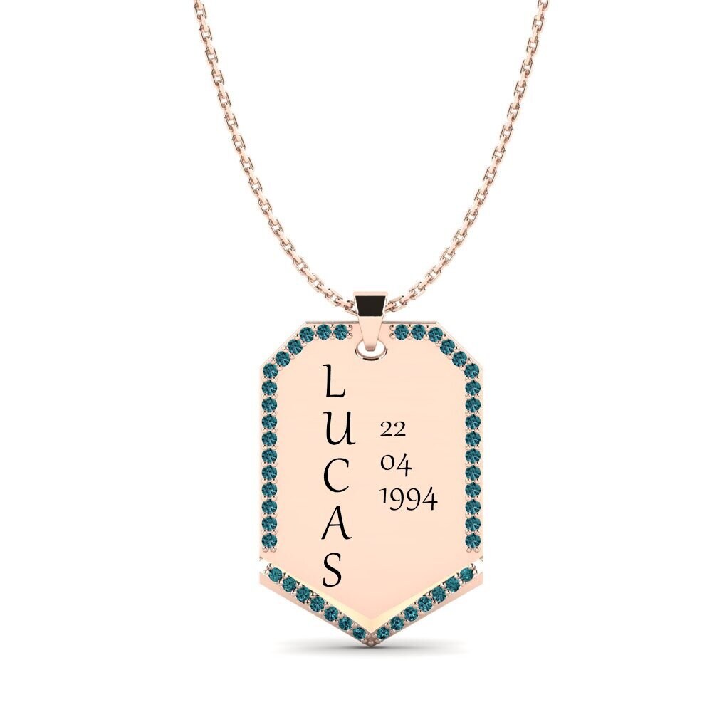 Rotgold 585 Blauer Diamant Damen anhänger Zindeki