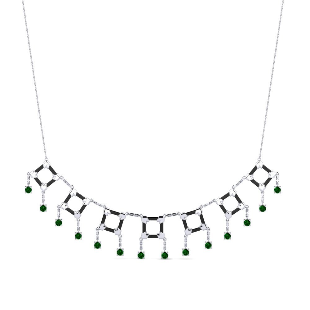 950 Platinum Green Zirconia Women's Necklace Zink