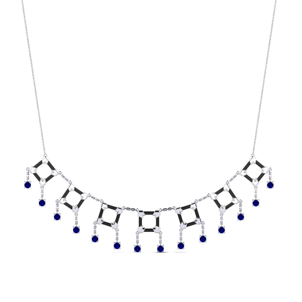 White Silver Sapphire Women's Necklace Zink