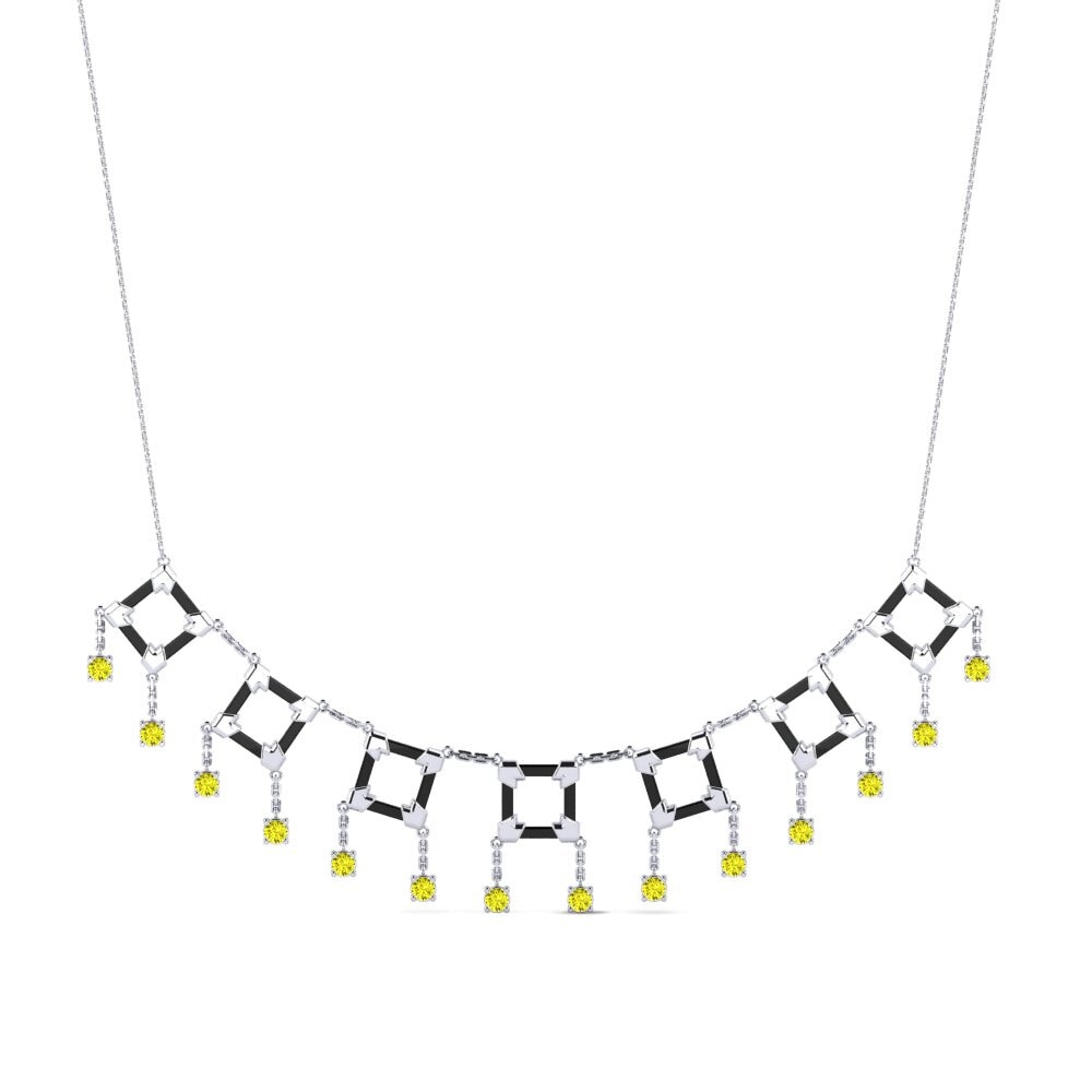 14ct White Gold Yellow Diamond Women's Necklace Zink