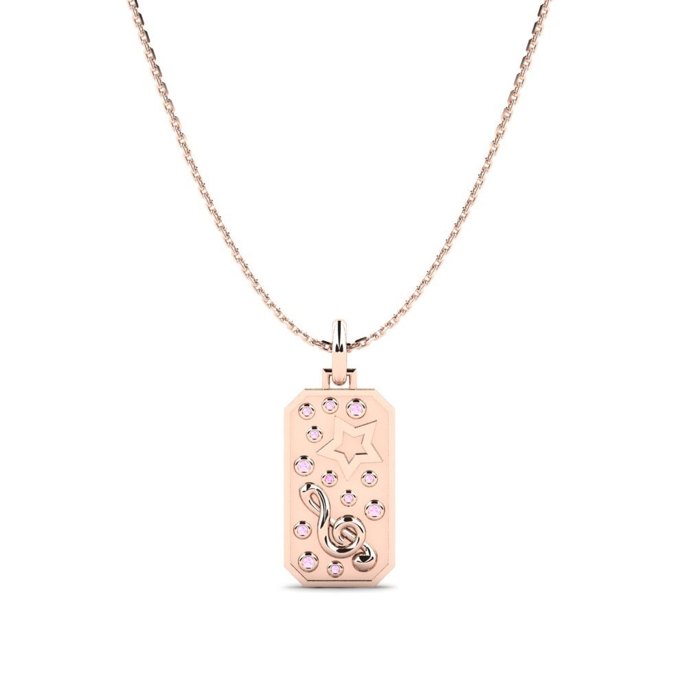 18ct Rose Gold Pink Sapphire Women's Pendant Zkrun