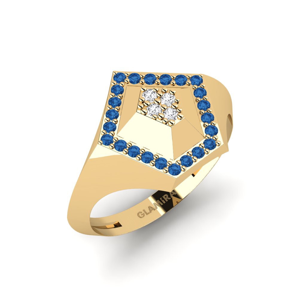 Dark Blue Zirconia Ring Zodiacal