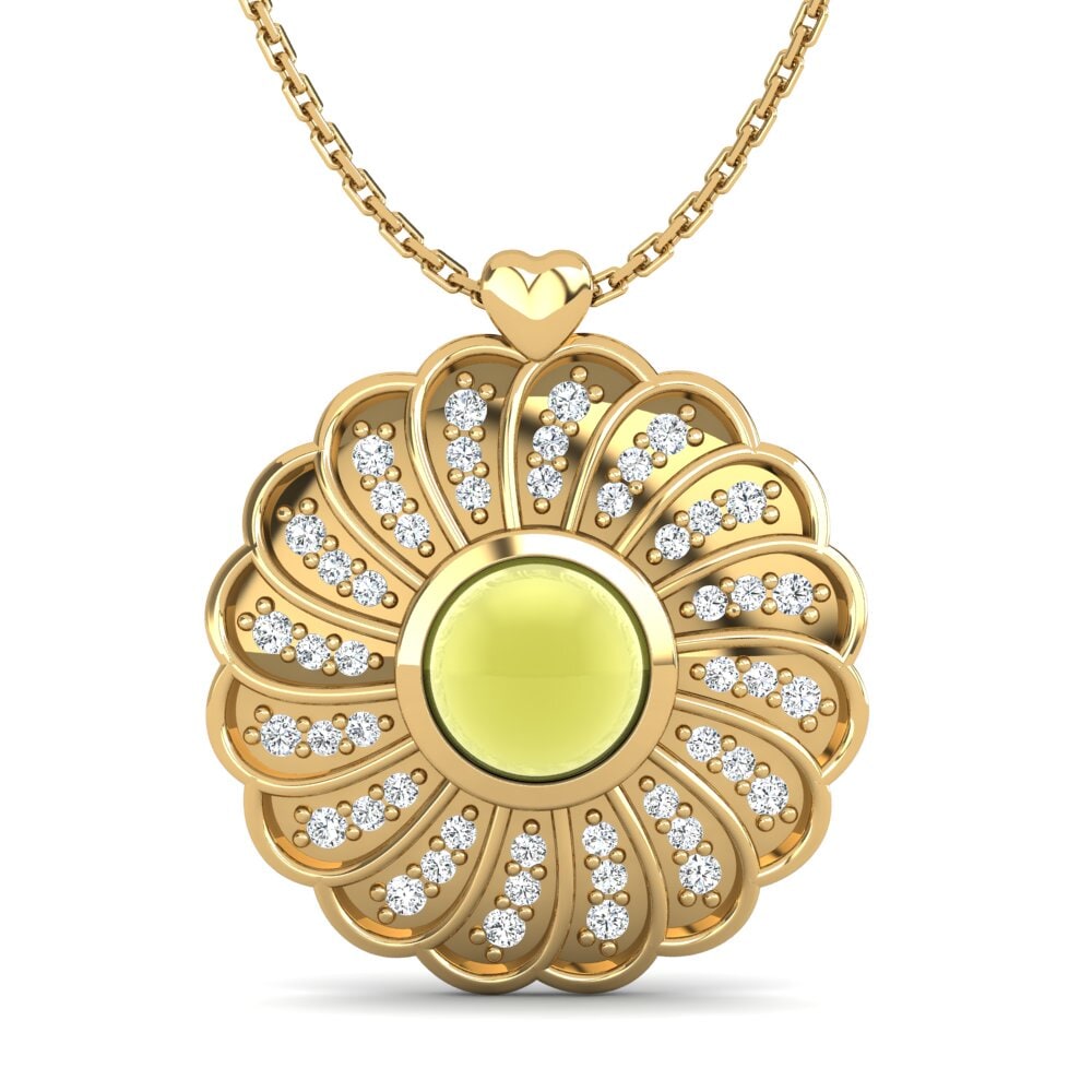 14k Oro Amarillo Topacio Limón Cabujón Collar de Mujer Zoelie