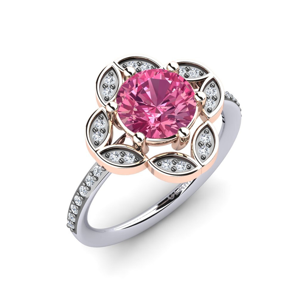 14ct White & Rose Gold Pink Tourmaline Engagement Ring Zofia