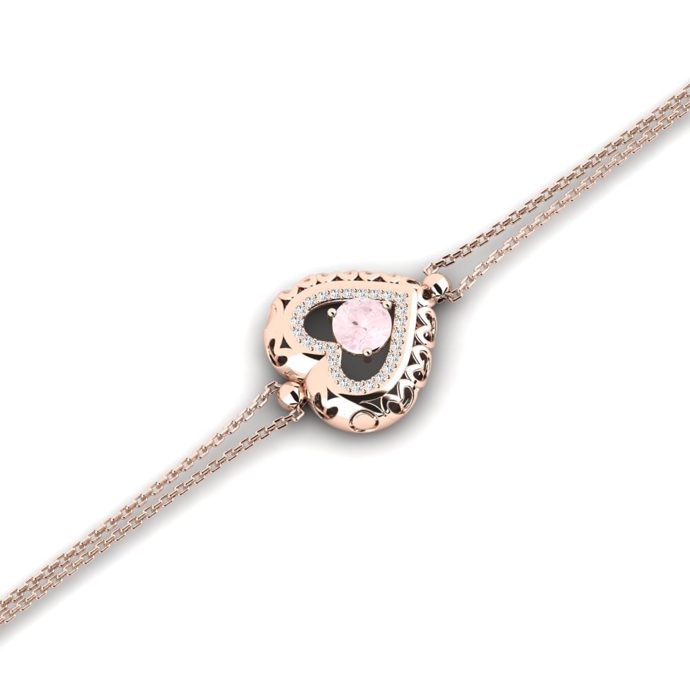 9ct Rose Gold Rose Quartz Women's Bracelet Zokkaps