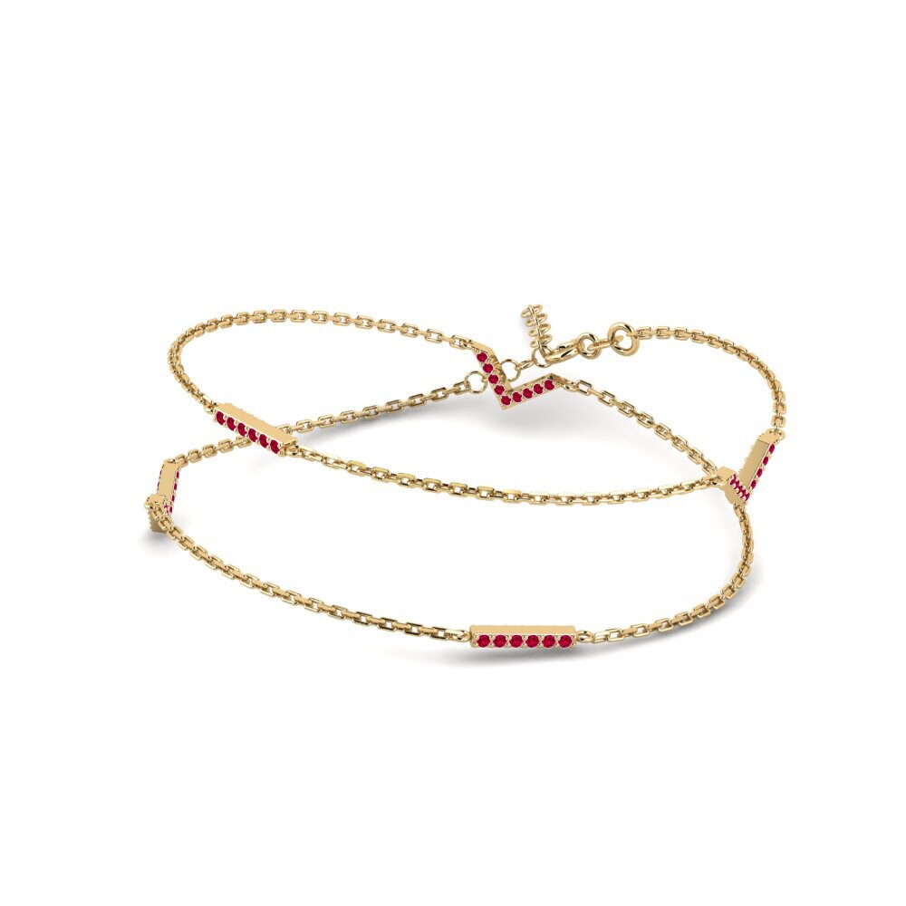 Or Jaune 14k Ronde Rubis Collier pour femme Zokkor