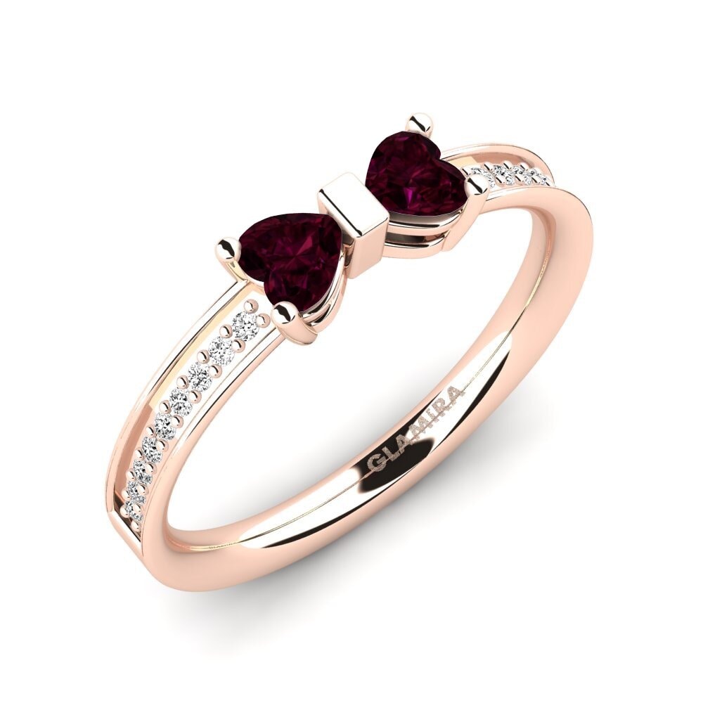 14k Oro Rosa Granate Rhodolite Anillo Zophiel