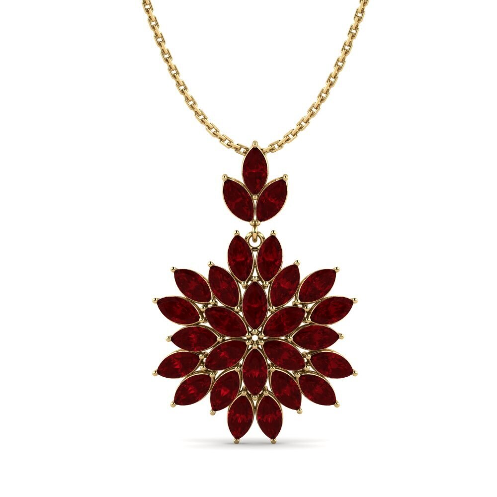 14k Yellow Gold Red Zirconia Women's Pendant Zorn