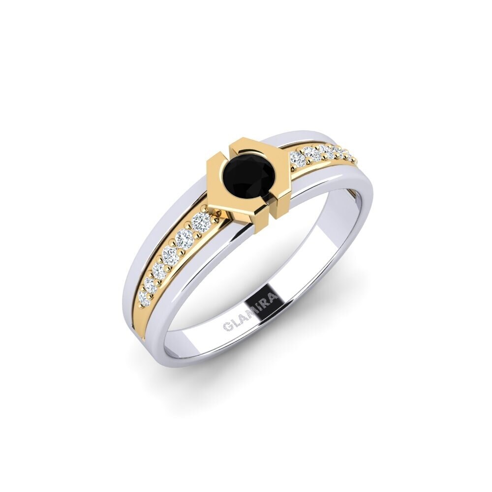 Onyx Noir Bague de fiançailles Zouyoor