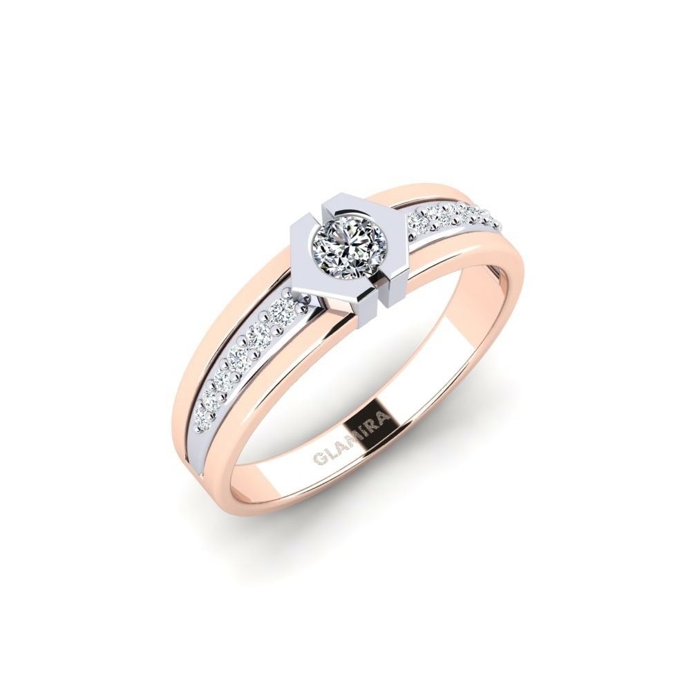 Round 0.16 Carat Solitaire Pave Swarovski Crystal 18k Rose & White Gold Engagement Ring Zouyoor