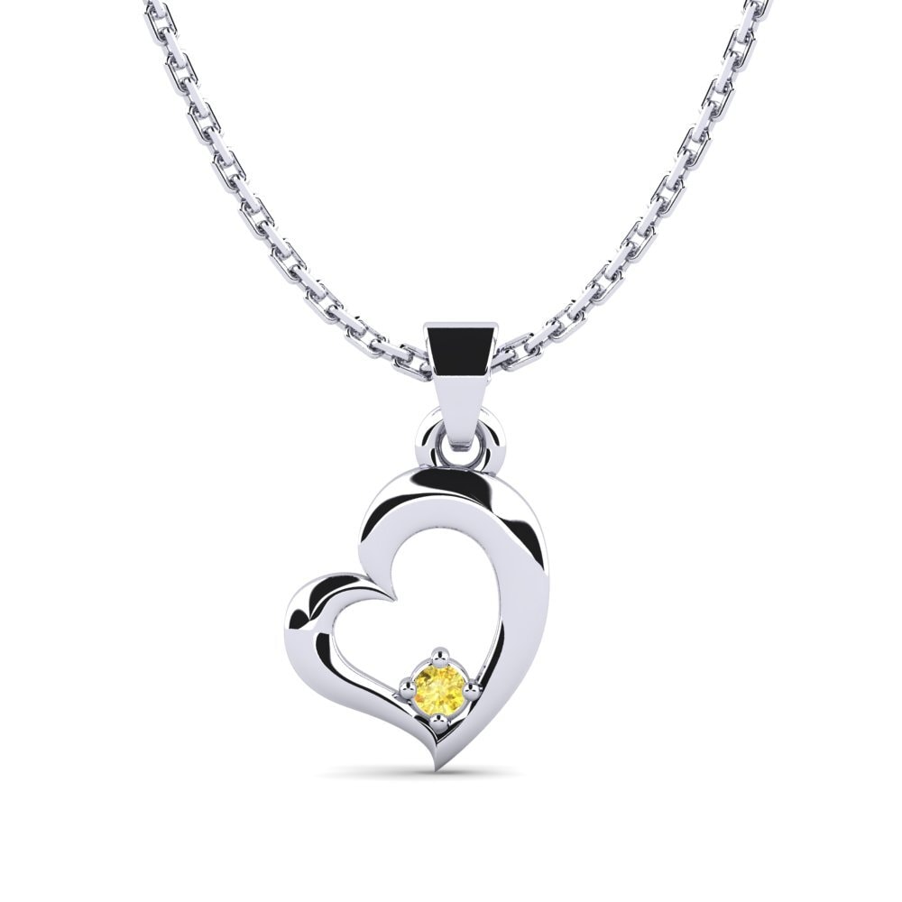 White Silver Yellow Sapphire Women's Pendant Zoya