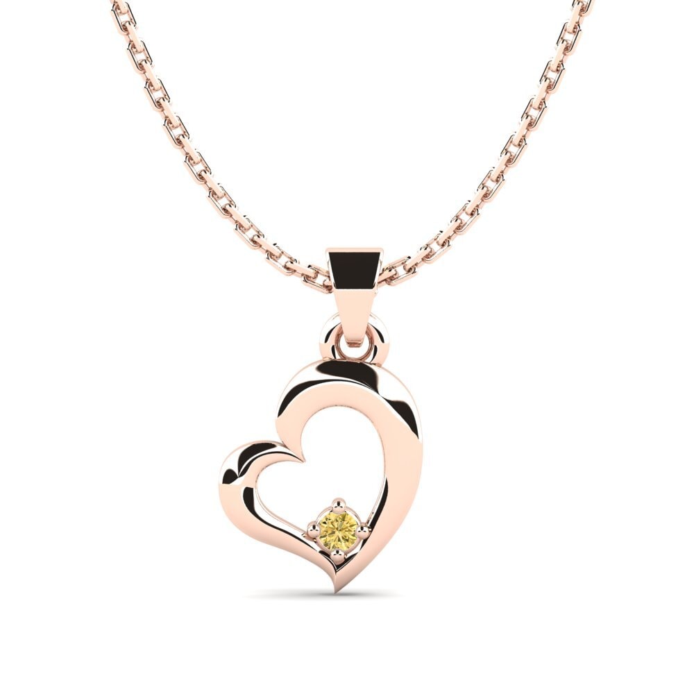 14ct Rose Gold Yellow Diamond Women's Pendant Zoya