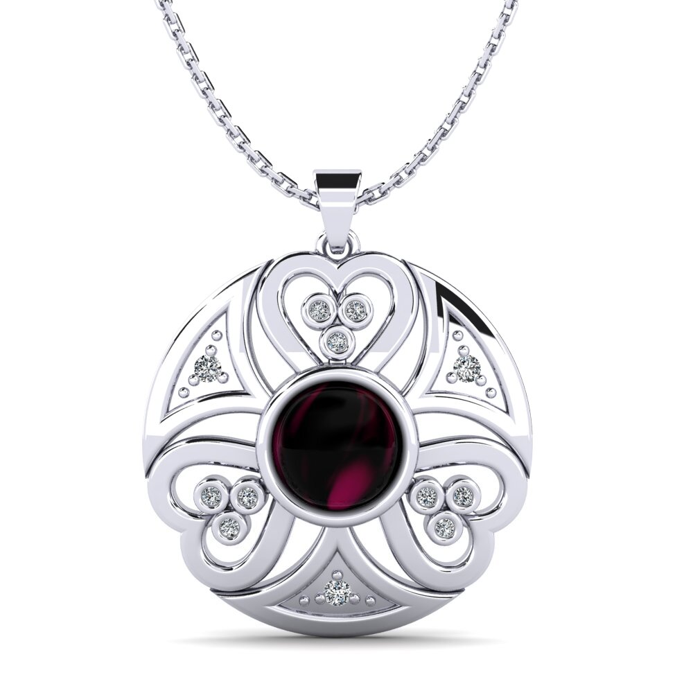 Granate Rhodolite Cabujón Colgante de Mujer Zoyenka