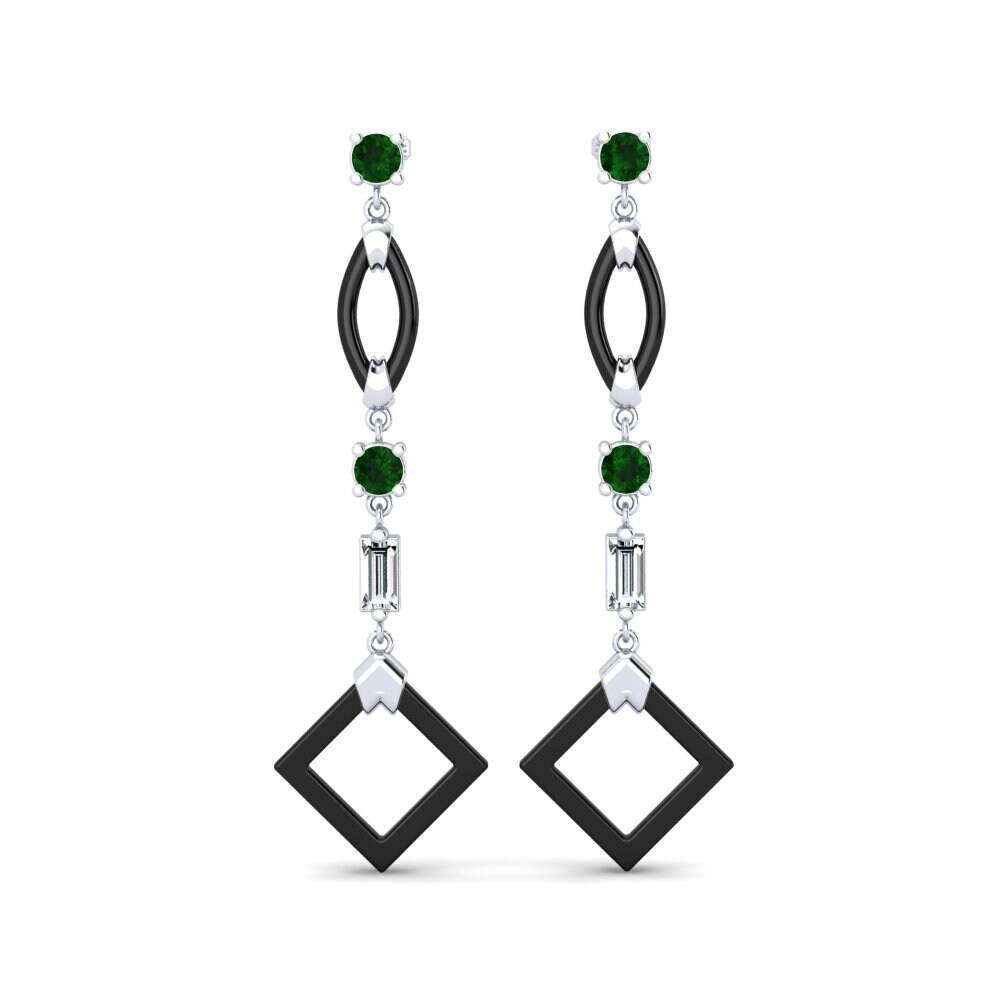 950 Platinum Green Tourmaline Women's Earring Zuan