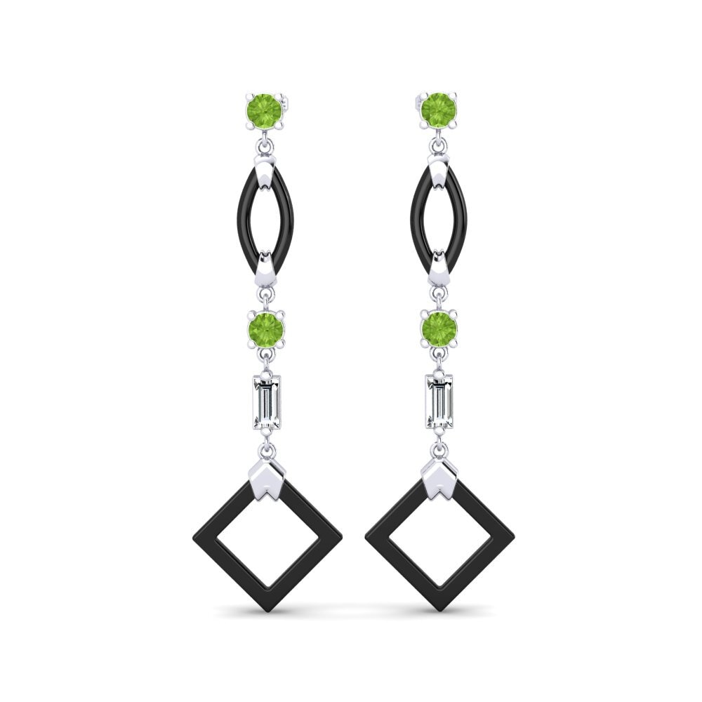 White Silver Peridot Women's Earring Zuan