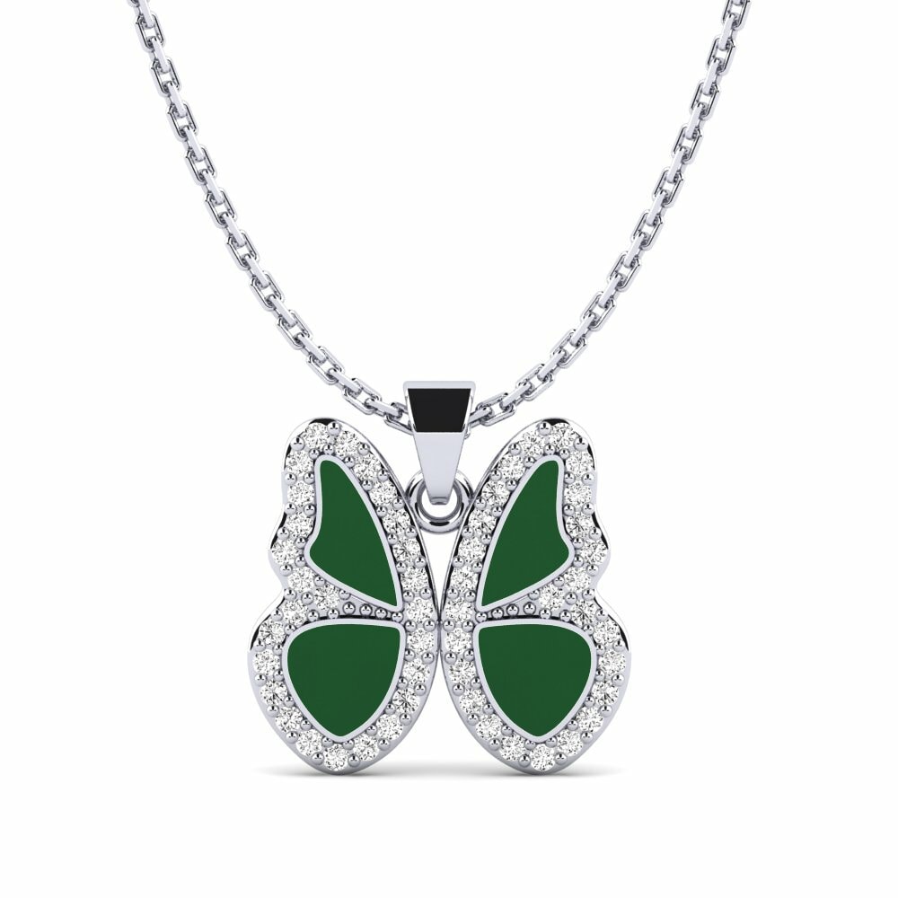 Vàng Trắng 14K Tròn Đá Moissanite Mặt dây chuyền nữ Zucchero