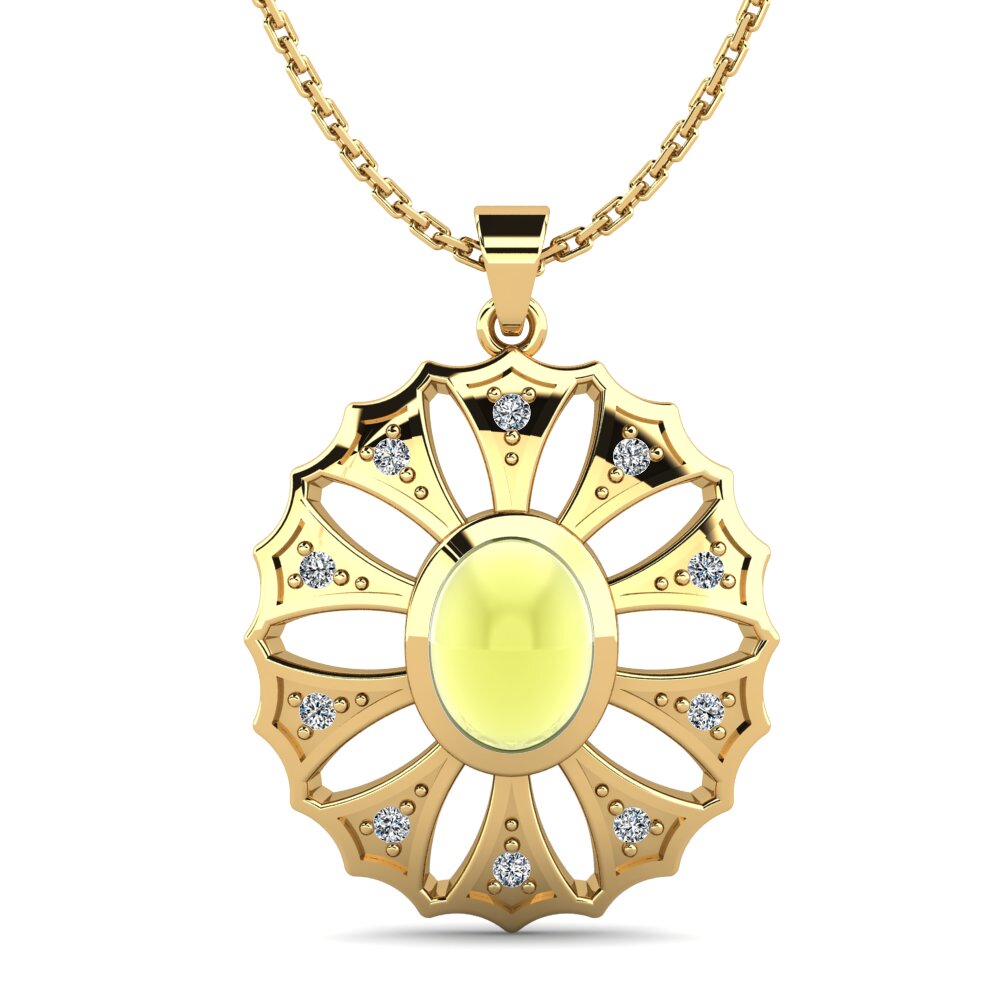 14k Oro Amarillo Topacio Limón Cabujón Colgante de Mujer Zudora