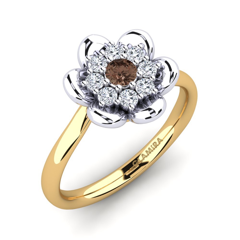 9ct Yellow & White Gold Smoky Quartz Ring Zulmarie
