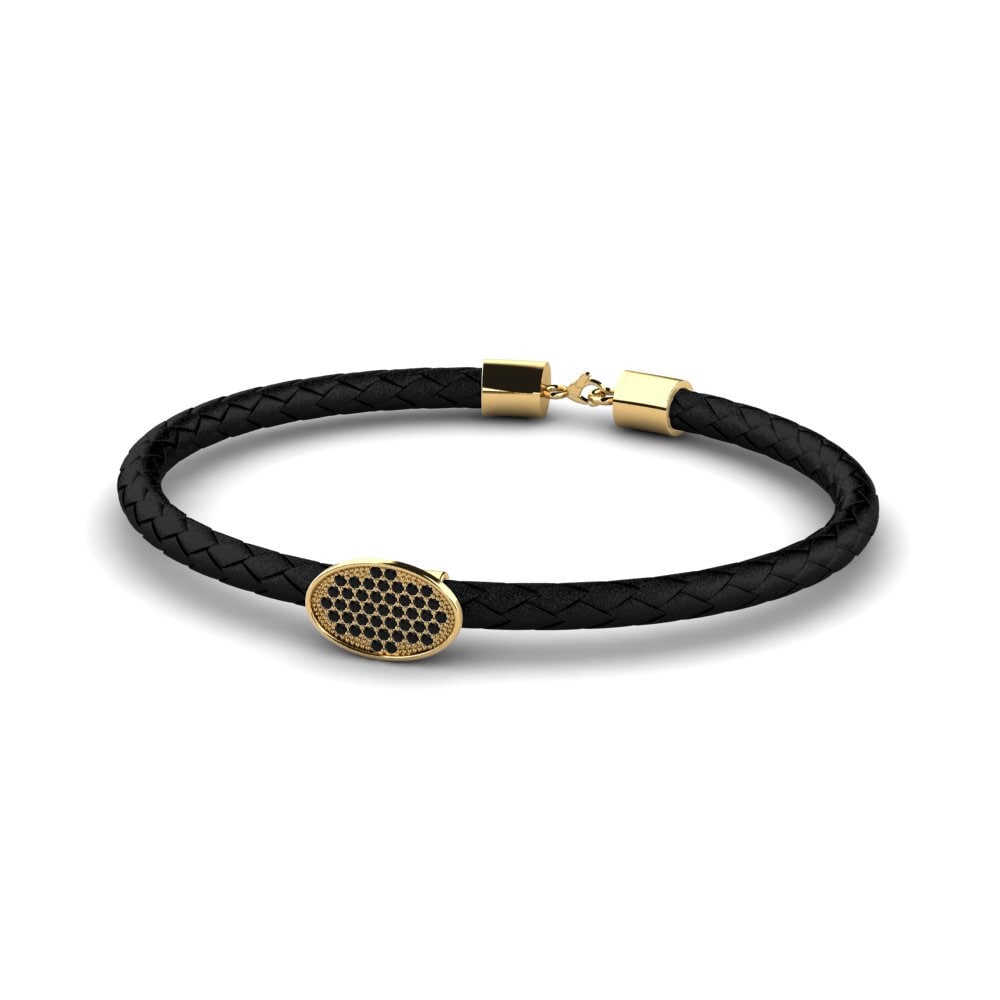 9ct Yellow Gold Black Onyx Men's Bracelet Zulybeth