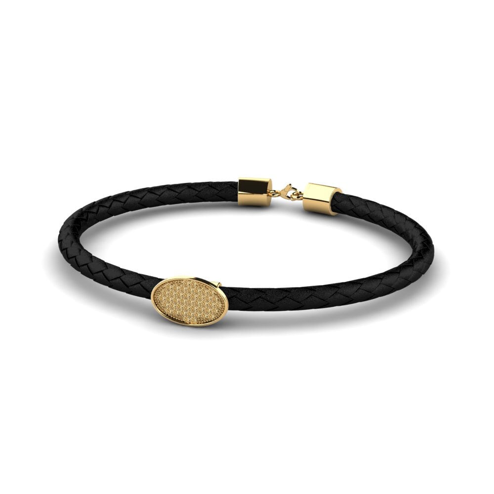 18ct Yellow Gold Brown Diamond Men's Bracelet Zulybeth