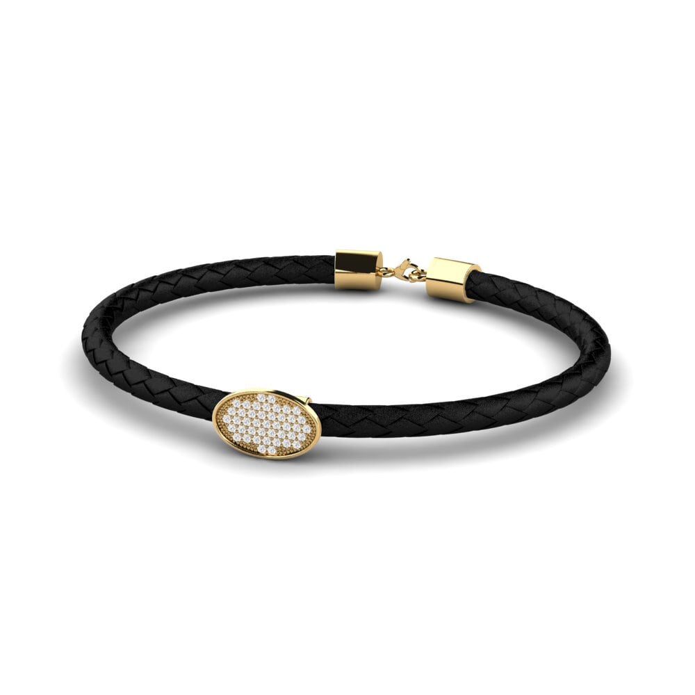 18ct Yellow Gold White sapphire Men's Bracelet Zulybeth