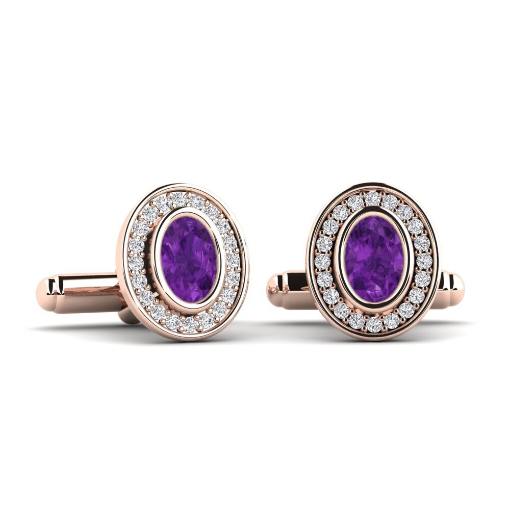 14ct Rose Gold Amethyst Cufflink Zuzana